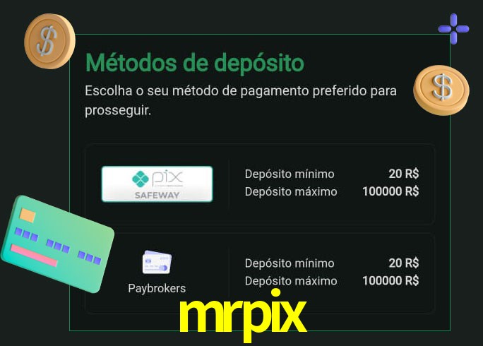 O cassino mrpix oferece uma grande variedade de métodos de pagamento